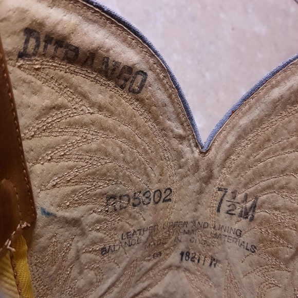 Durango Western Boots RD5302 Tooled Leather Distressed Camel Brown Womens 7.5 - Picture 14 of 14